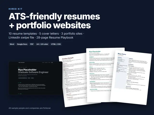 Hired Kit — Resume Templates & Portfolio Websites